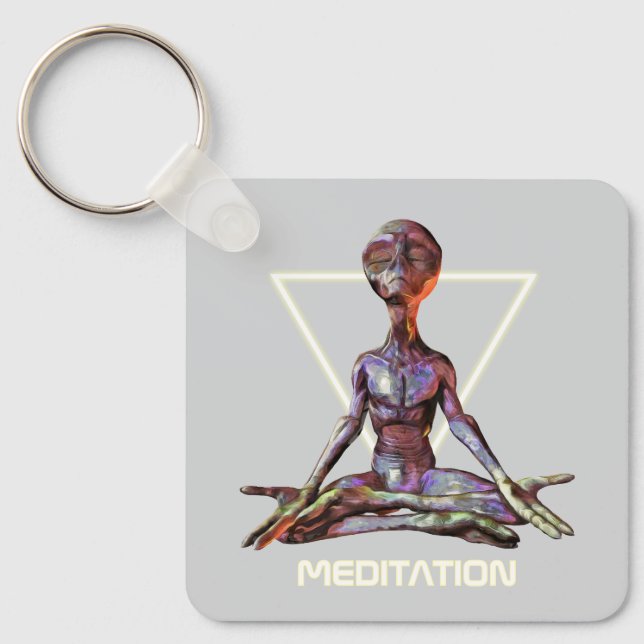 Chaveiro Meditação. Alienígena em pose tranquila (Frente)