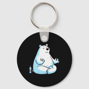 Chaveiro Meditação Urso Polar Pose de Yoga Relaxante Animal