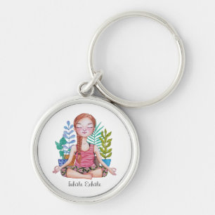 Chaveiro Meditando Garota Com Plantas