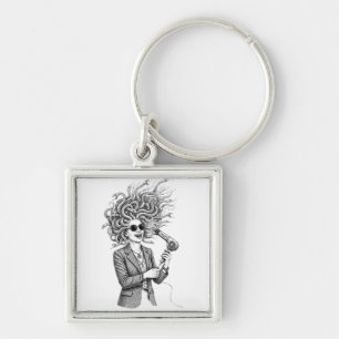 Chaveiro Medusa Moderna Usando Secador de Cabelo Ilustração