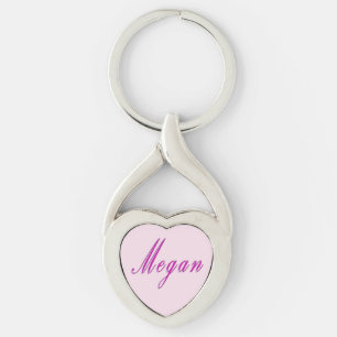 Chaveiro "Megan" Nome de Menina Rosa Elegante,