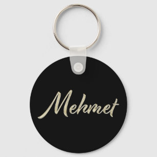 Chaveiro Mehmet Name whitegold Button Schlüsselanhänger