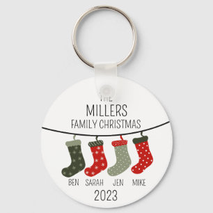 Chaveiro Meias de Natal como uma família de quatro