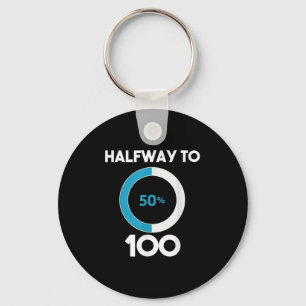Chaveiro Meio Caminho Para 100 Camisa De Aniversário Engraç