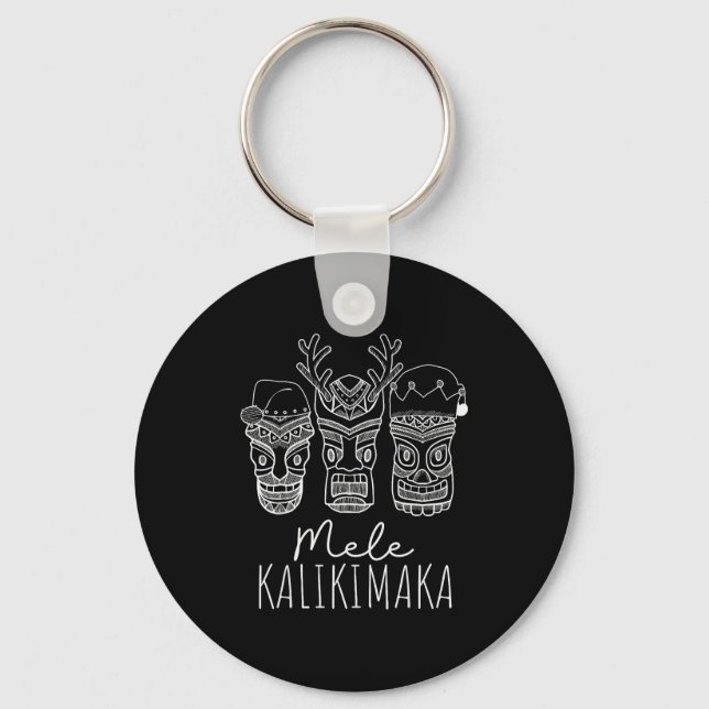 Chaveiro Mele Kalikimaka Christmas Hawaiian Santa Tiki Mask (Frente)