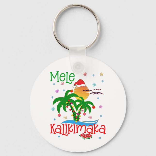 Chaveiro Mele Kalikimaka Havaiano Feliz Natal Aloha (Frente)