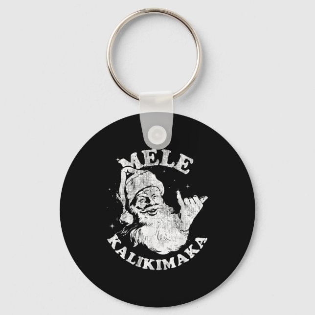 Chaveiro Mele Kalikimaka Retro Hawaii Santa Aloha Christmas (Frente)