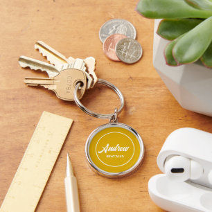 Chaveiro Melhor Homem Personalizado para Casamento Amarelo