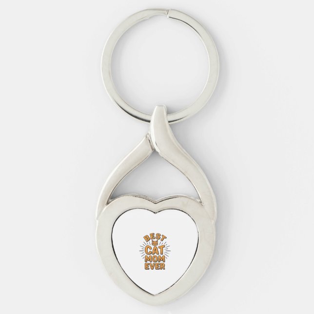 Chaveiro Melhor Mãe de Gato de Todos os Tempos Design de Gr (Frente)