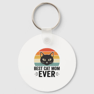 Chaveiro Melhor Mãe de Gato de Todos os Tempos Design Retro