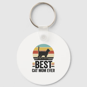 Chaveiro Melhor Mãe de Gato de Todos os Tempos Design Retro