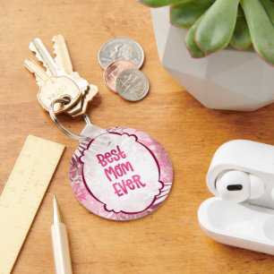 Chaveiro Melhor Mãe de Sempre - Cartão Floral Rosa Whimical