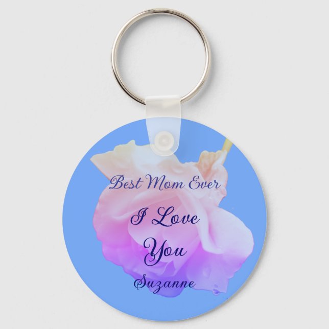 Chaveiro Melhor Mãe de Todas Rosa Branca Personalizada (Frente)