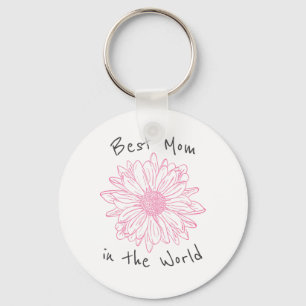 Chaveiro Melhor Mãe do Mundo Floral Rosa
