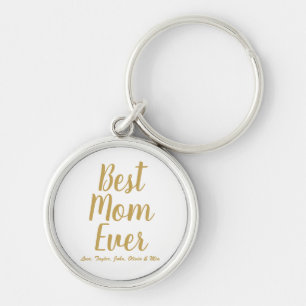 Chaveiro Melhor Mãe Nunca dourada script personalizado