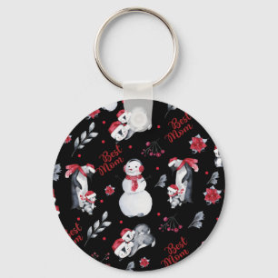 Chaveiro Melhor Padrão de Natal da Mãe Pinguim