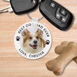 Chaveiro MELHOR PAI DE CACHORRO NUNCA Imprima 2 Fotos<br><div class="desc">Crie um chaveiro personalizado de fotos para o PAI MELHOR DOG (ou seu próprio título) com uma ou duas fotos (uma em cada lado) na sua escolha de texto, impressão e cores de fundo (mostradas a preto em branco). Um presente fotográfico memorável para ele no seu aniversário, para Dia de...</div>