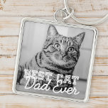 Chaveiro Melhor Pai De Gato De Foto Personalizada De Pet Mo<br><div class="desc">Este design simples e clássico é composto por tipografia serif e adiciona uma foto personalizada</div>