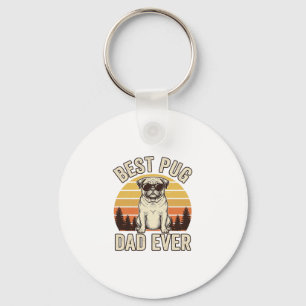 Chaveiro Melhor Pai Pug de Todos os Tempos Camisa Vintage P