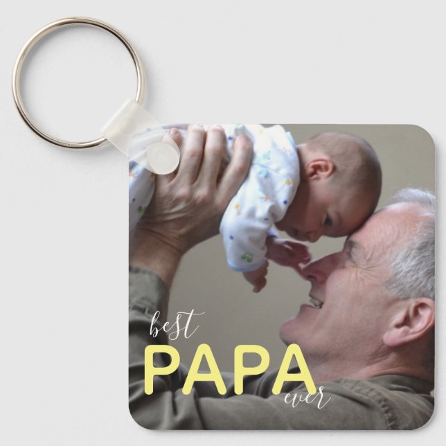 Chaveiro Melhor Papa Nunca Vovô E Foto Do Bebê Script Moder (Frente)