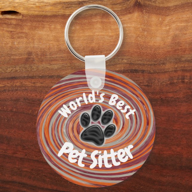 Chaveiro Melhor Pet Sitter Pet Sitter Pw Pw Imprima cuidado (Frente)