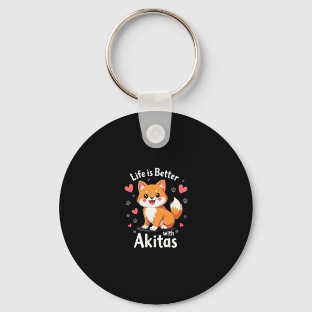 Chaveiro Melhor vida com Akita Tank Top (Frente)