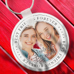 Chaveiro Melhores Amigos para a Foto Moderna Simples BFF<br><div class="desc">Este design simples e clássico é composto por tipografia serif e adiciona uma foto personalizada. "Melhores Amigos para sempre" circula a foto dos seus amigos</div>