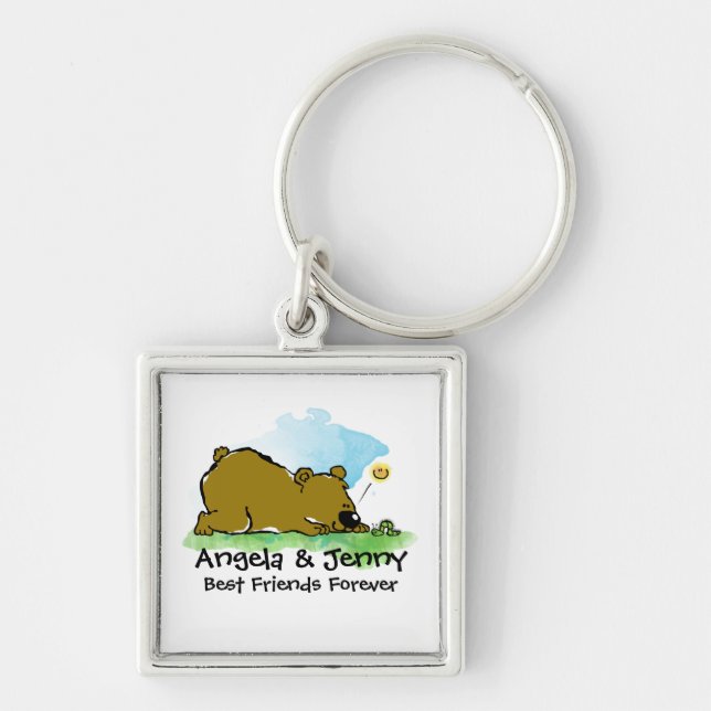 Chaveiro Melhores amigos para sempre - urso e Caterpilar (Frente)