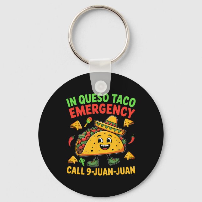 Chaveiro Meme de Dito Engraçado Cinco De Mayo Mexicano Taco (Frente)