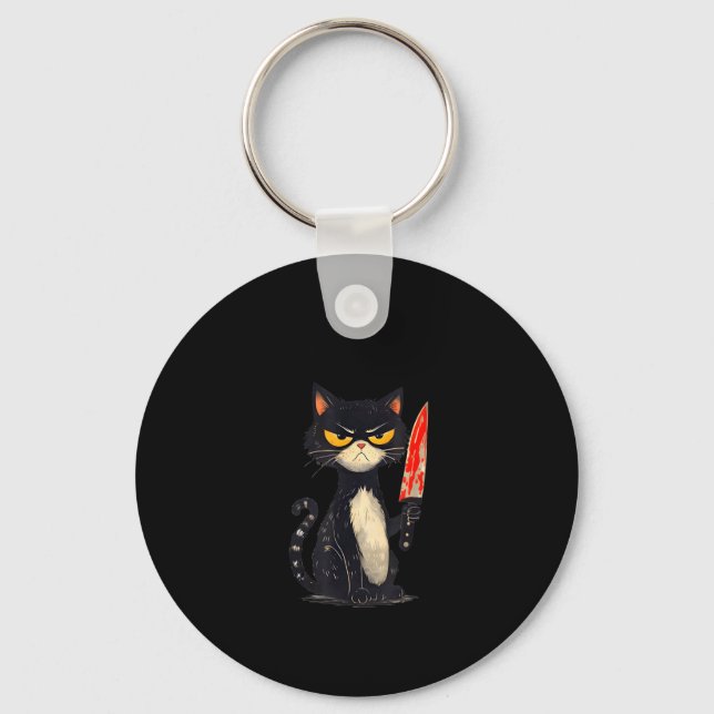 Chaveiro Meme de Gato Engraçado Eu Exijo Lanches Design Hom (Frente)
