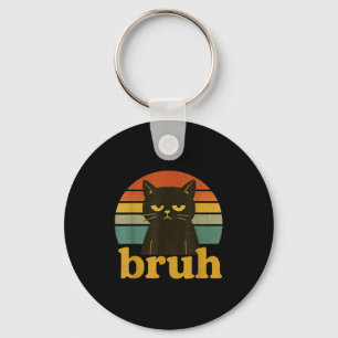 Chaveiro Meme Divertido Dizendo Bruh Gato Retro 