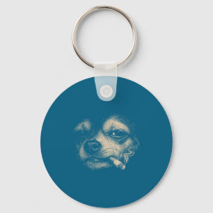 Chaveiro Meme do Cachorro Chihuahua Fumando Cigarro