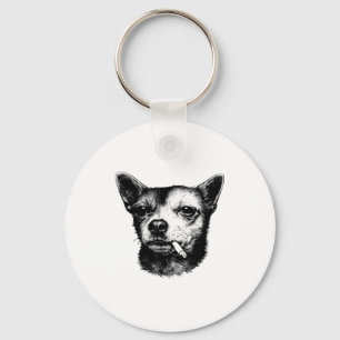 Chaveiro Meme do Cachorro Chihuahua Fumando Cigarro