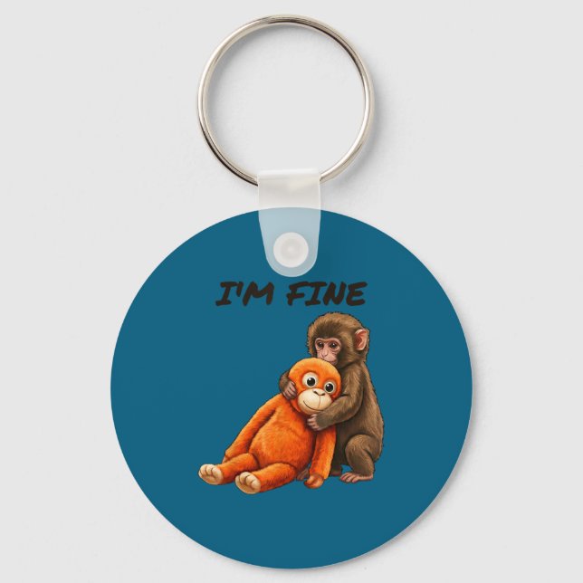 Chaveiro Meme do macaco triste golpe com um brinquedo laran (Frente)
