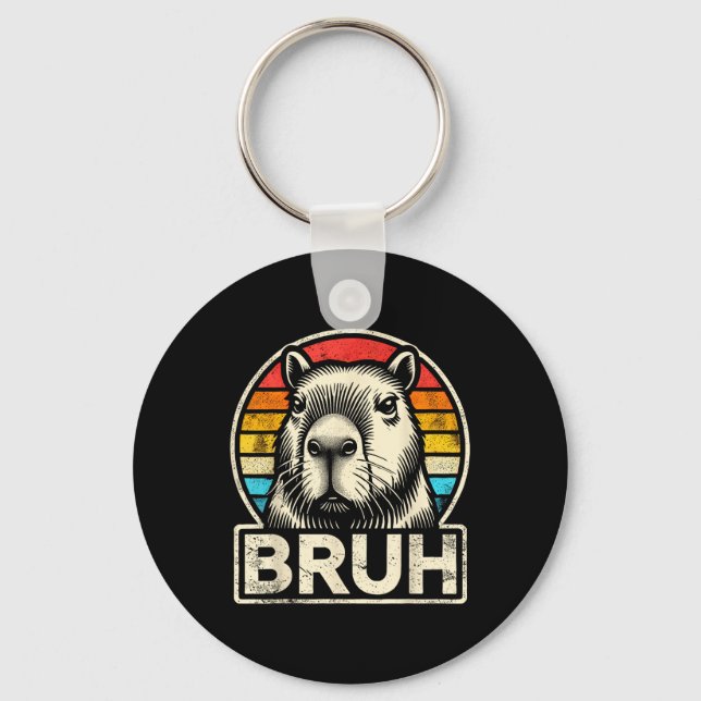 Chaveiro Meme Graphic Capybara Bruh Engraçado Para Meninos  (Frente)