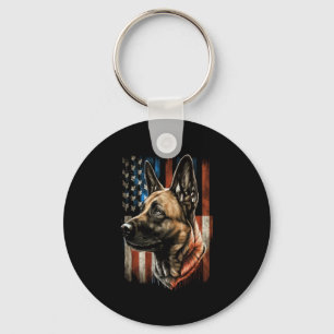 Chaveiro Memorial Day Belga Malinois American Flag USA