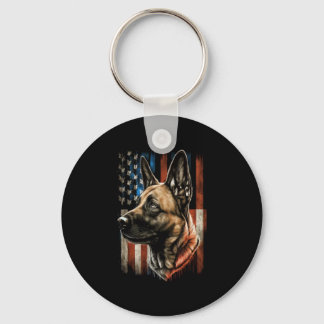 Chaveiro Memorial Day Belga Malinois American Flag USA