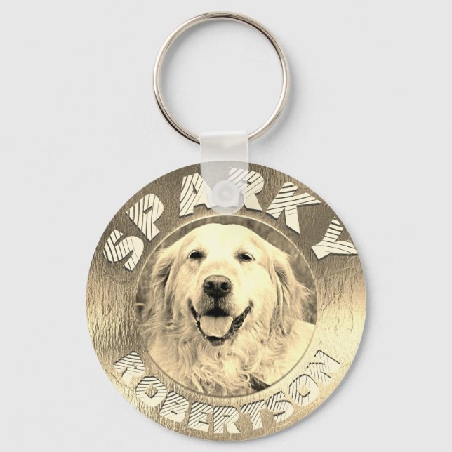 Chaveiro Memorial de Cachorro Personalizado Dourado (Frente)