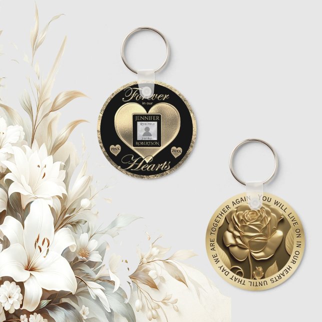 Chaveiro Memorial Fotográfico Personalizado em Memória Ador (Forever in our hearts.)