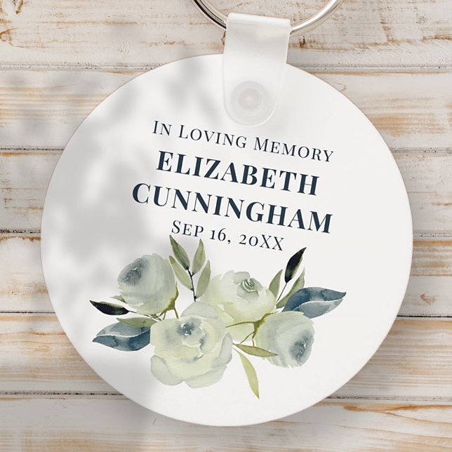 Chaveiro Memorial Funeral Modern Watercolor Floral (Criador carregado)