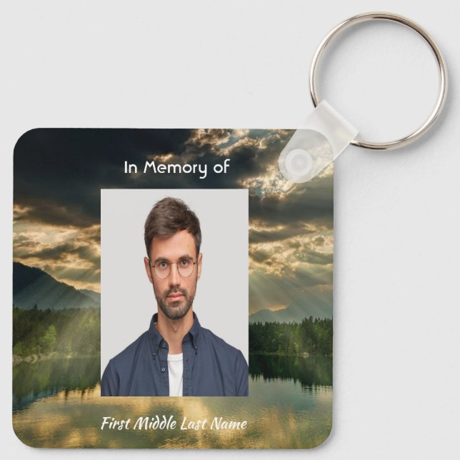 Chaveiro Memorial Keepsake Beautiful Lake Beach (Verso)