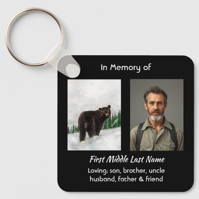 Chaveiro Memorial Keepsake Black Bear Animal (Frente)