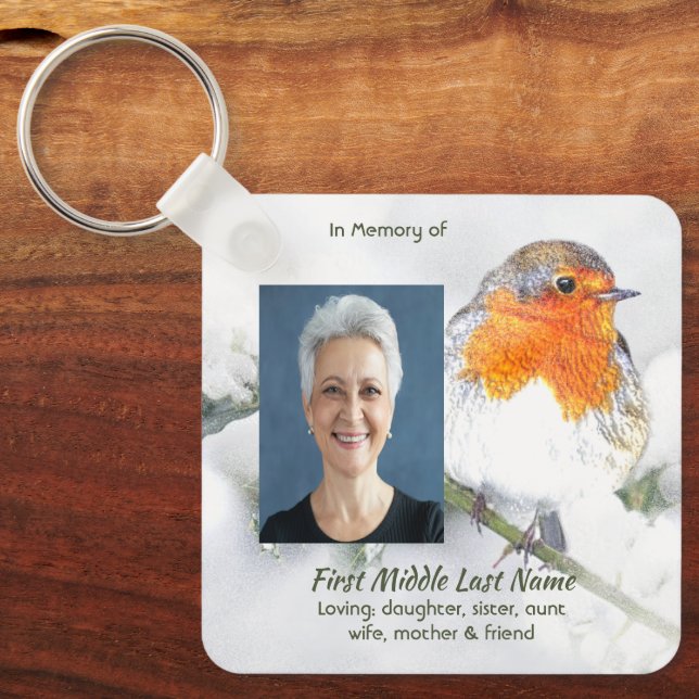 Chaveiro Memorial Keepsake English Robin Bird (Frente)