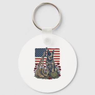 Chaveiro Memorial Patriótico Blue Heeler Gravura Vintage S