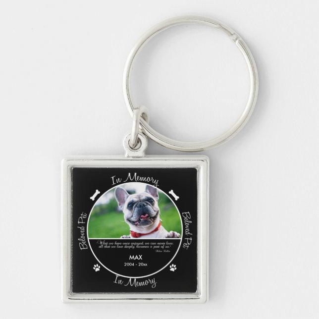 Chaveiro Memorial - Perda de Foto/Nome Personalizado de Cão (Frente)
