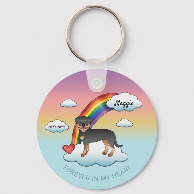 Chaveiro Memorial Rainbow Do Cão Negro E Tan Rottweiler (Frente)