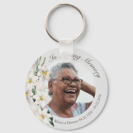 Chaveiro Memorial Vintage White Lily Flower Foto Personaliz
