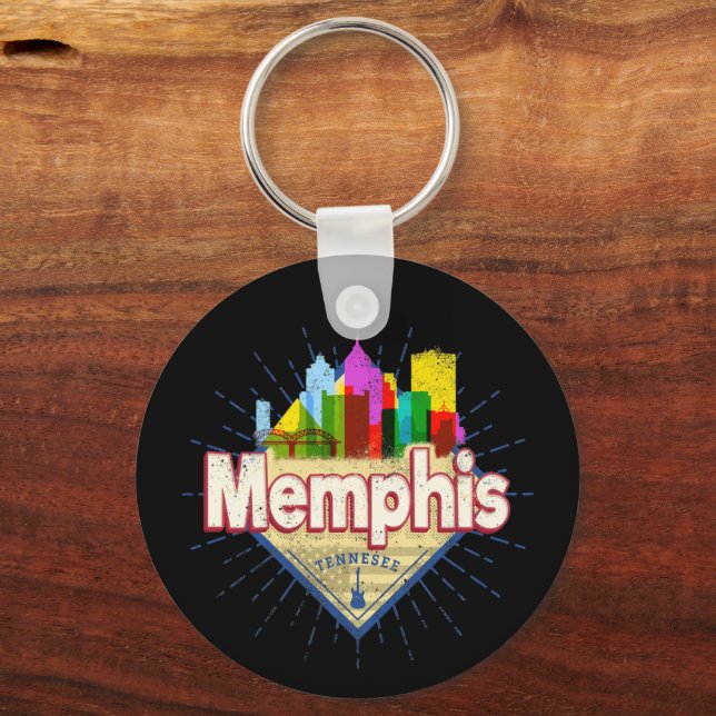 Chaveiro Memphis Tennessee EUA Retro Skyline (Frente)