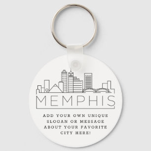 Chaveiro Memphis, TN Skyline Estilizado   Slogan Personaliz