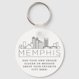 Chaveiro Memphis, TN Skyline Estilizado   Slogan Personaliz
